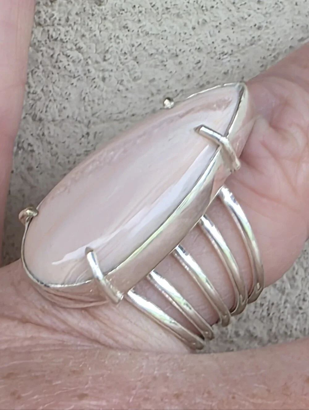 Pink Opal Gemstone Ring In 925 Sterling Silver (7)